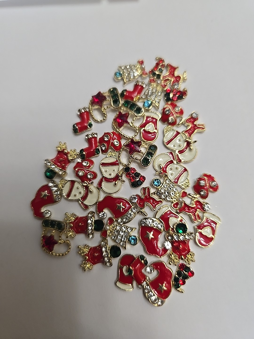 Lot Of Christmas Nail Charms 3D Rhinestones Enamel 40pcs C1