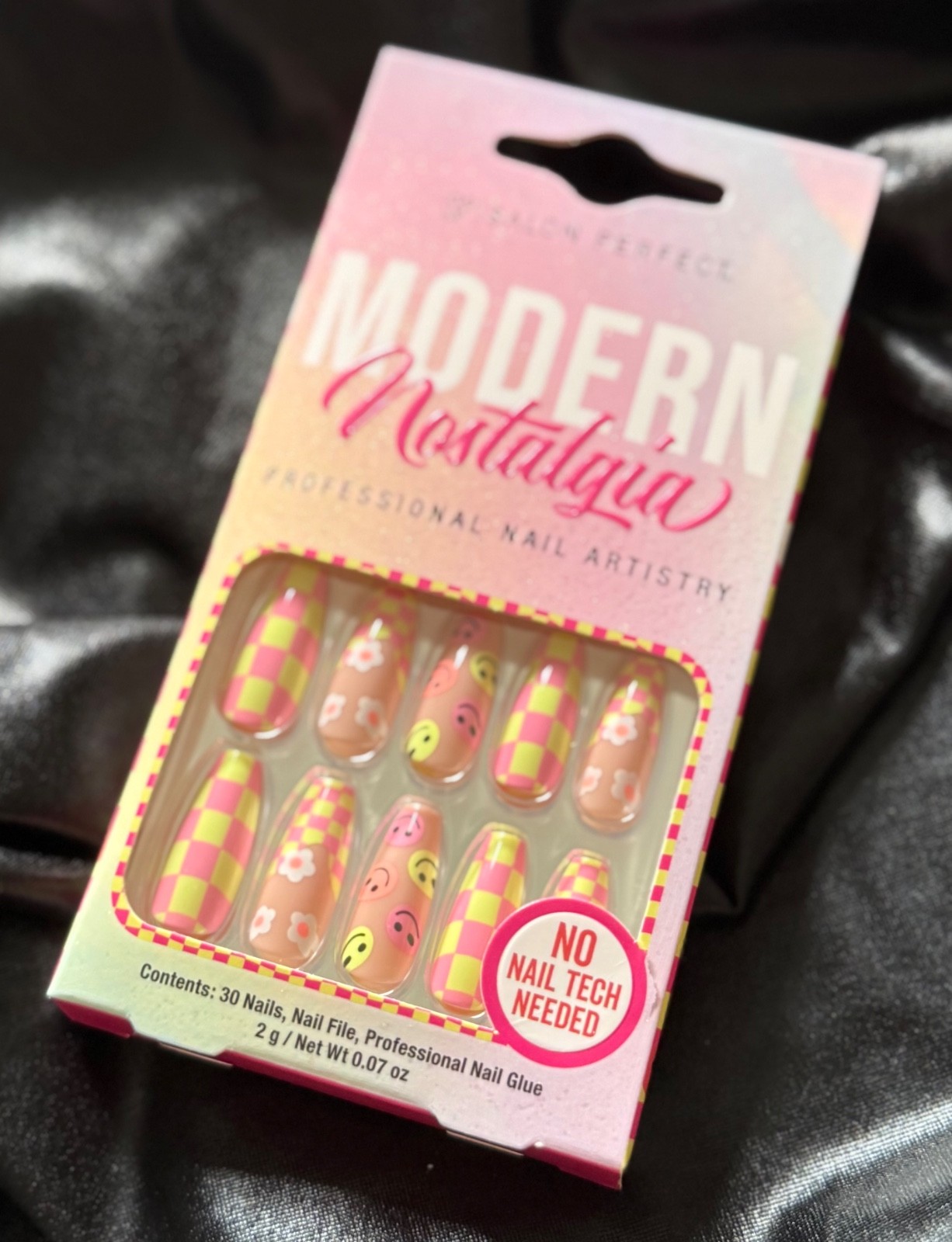 Salon Perfect Press On Nails, Modern Nostalgia w/smiley faces~With Free Gifts❣️