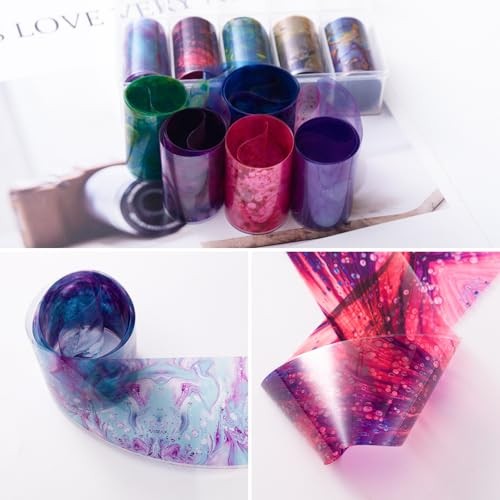 10 Rolls Marbling Nail Foil Transfer Sticker Kit Nail Foil Sheets Foil Nail