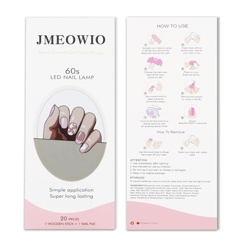 Gel Nail Stickers French Tip Pink White Flower Semi Cured Gel Nail Strips