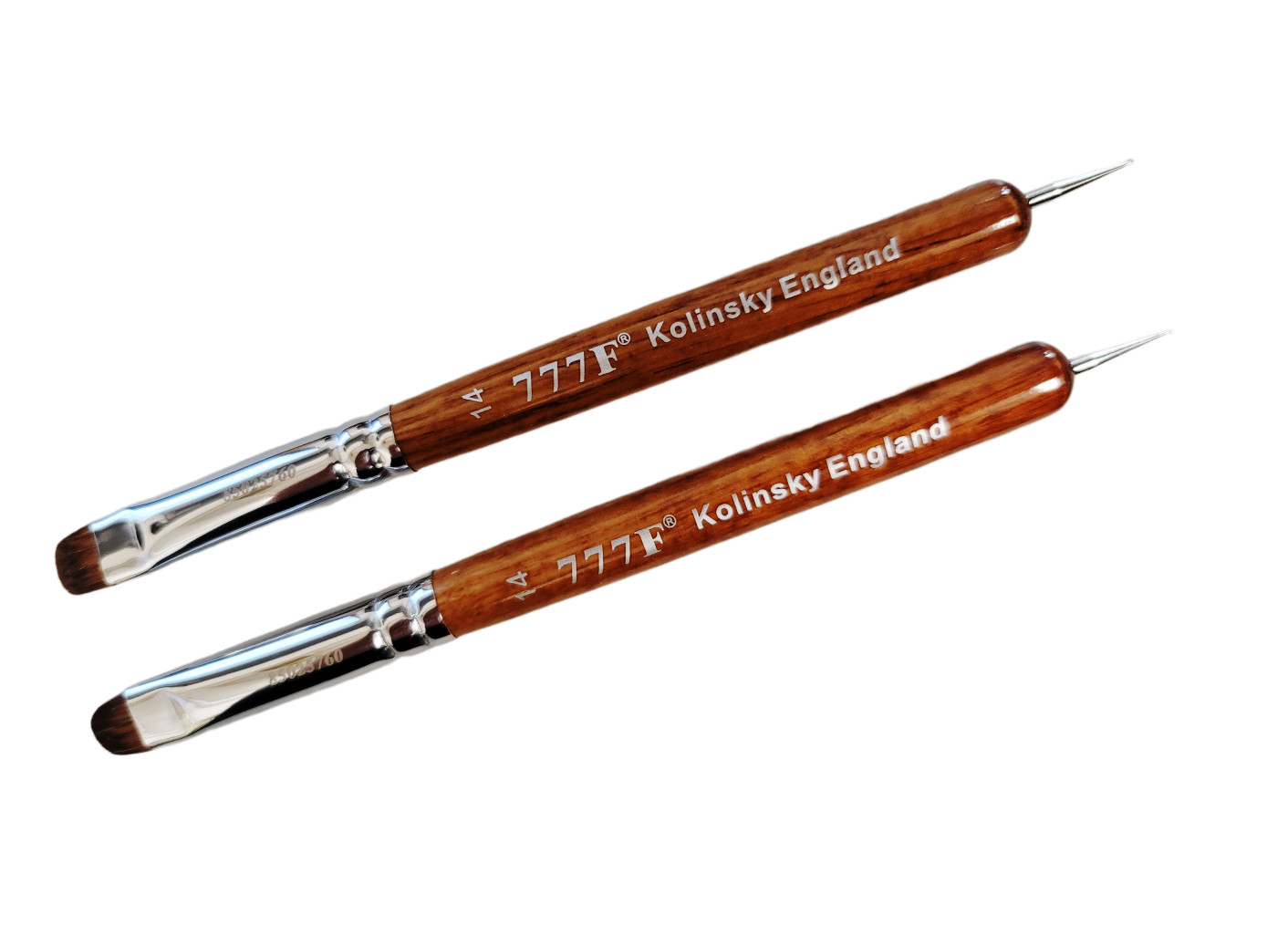 2 of Manicure & Pedicure French Brush 777F Red Wood Handle W/Dotting – size #14