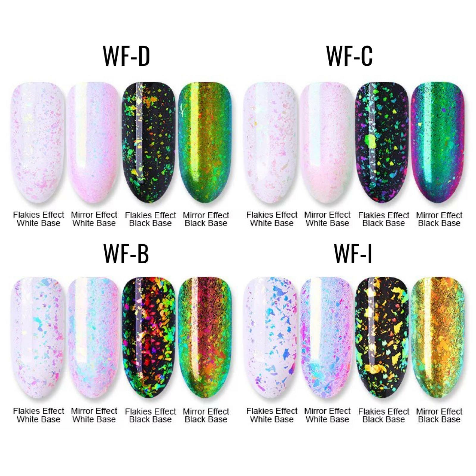 Aurora Chameleon Nail Flakes Transparent White Rainbow Unicorn Mirror Powder UK