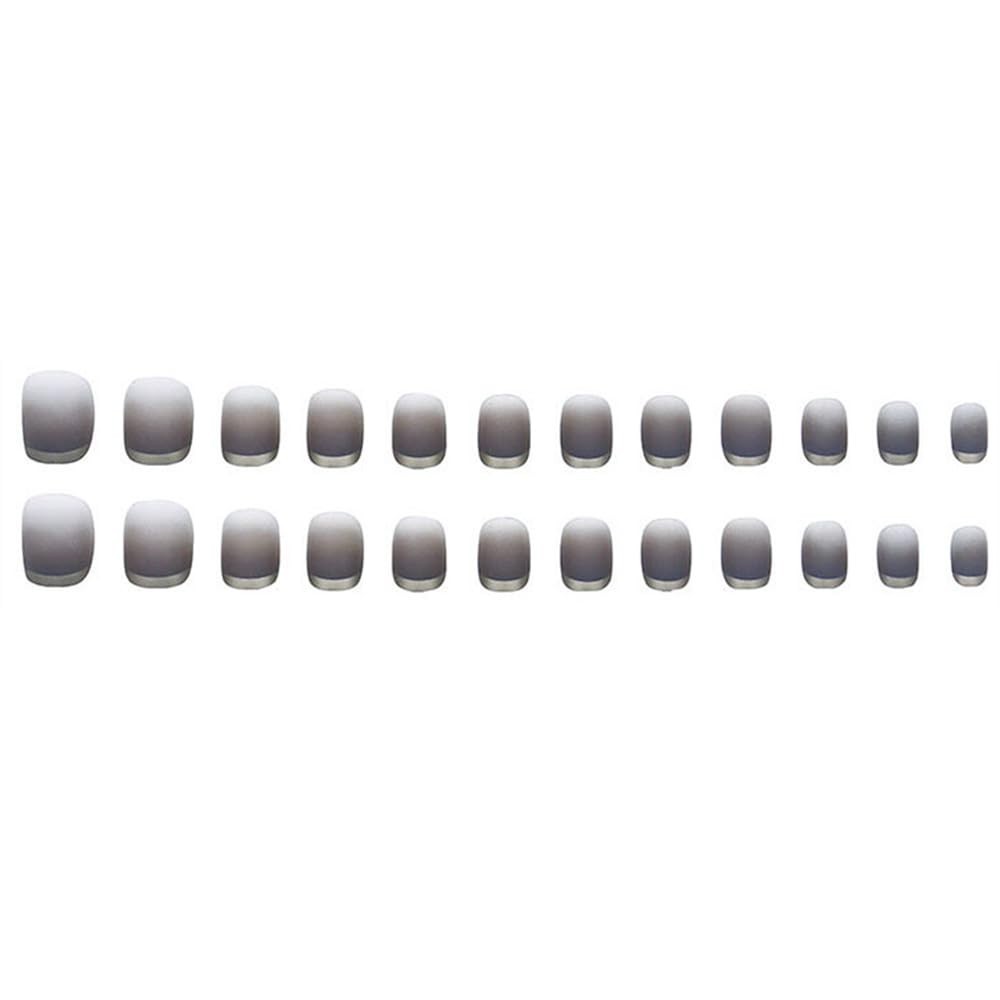 Secret Lives Matte Reusable Square Shape Translucent Grey Color 24 Nail Set