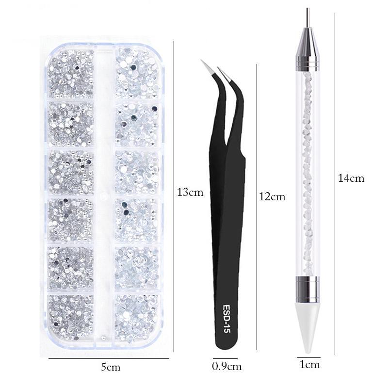 3Pcs/Set Nail Art Rhinestones 3D Crystal DIY Glitter Rivet Gem Decorations Suppl