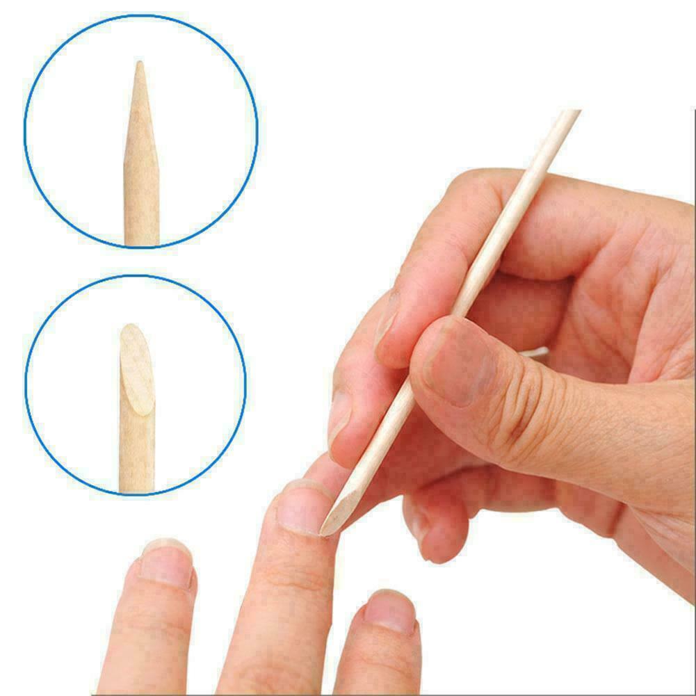 50Pcs Nail Art Cuticle Pusher Remover Pedicure Manicure Sticks Wood Orange