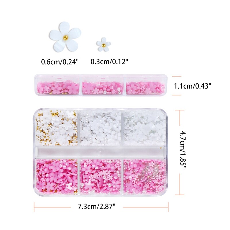 Pearl Nail Art Charms Nail Glitter White/Pink/Blue/Purple /Red Flower 3D Mixed
