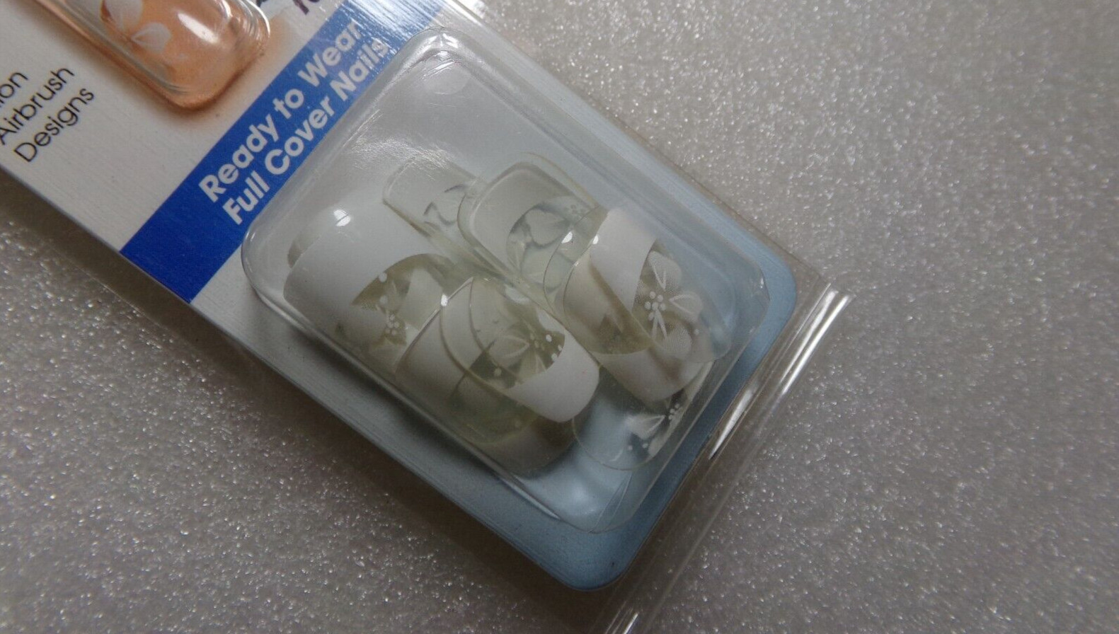 Kiss Clear Nails White French with Flower glue on Medium Square
