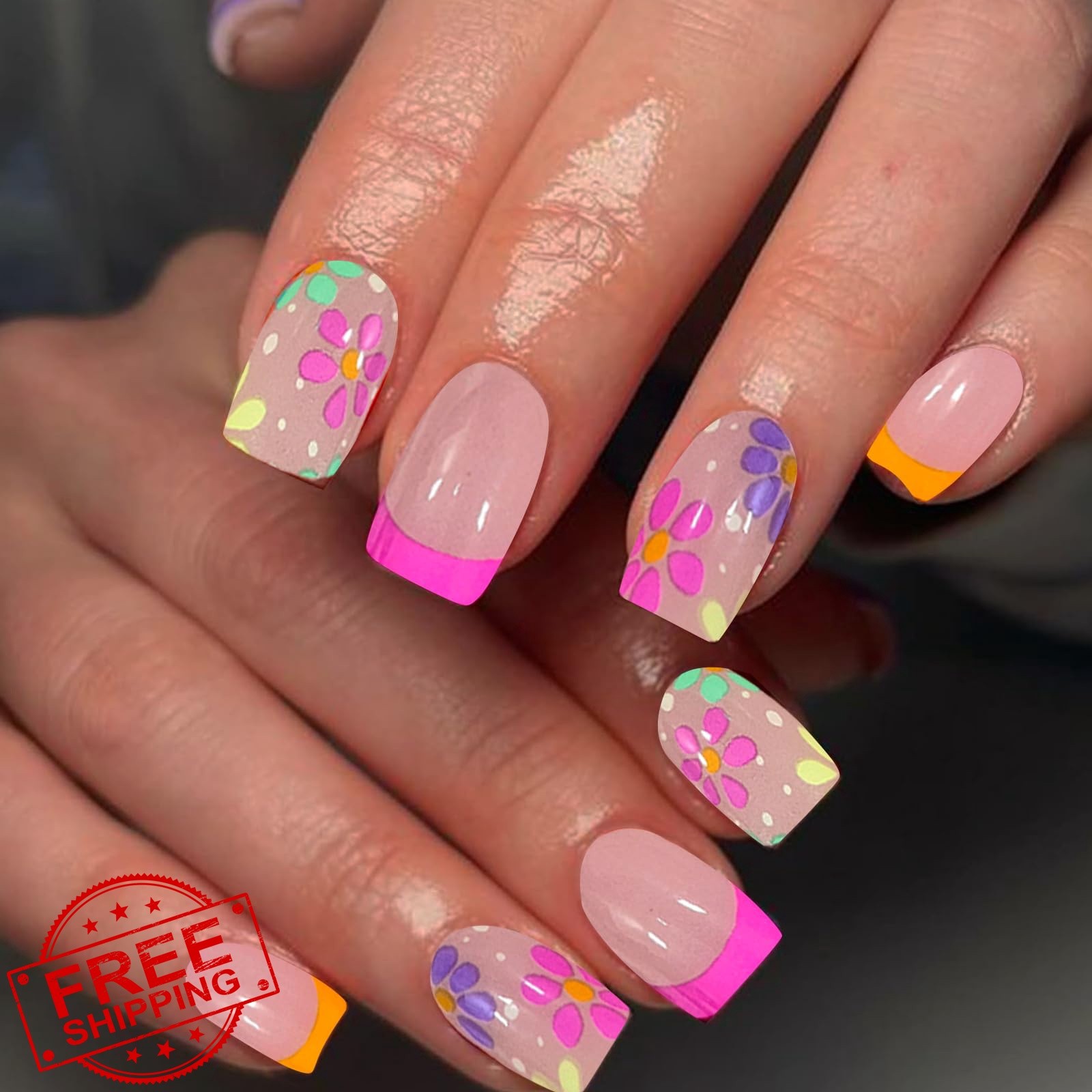 IQXGE 20PCS Semi Cured Gel Nail Strips French Tip Spring Summer Nail Wraps wi…