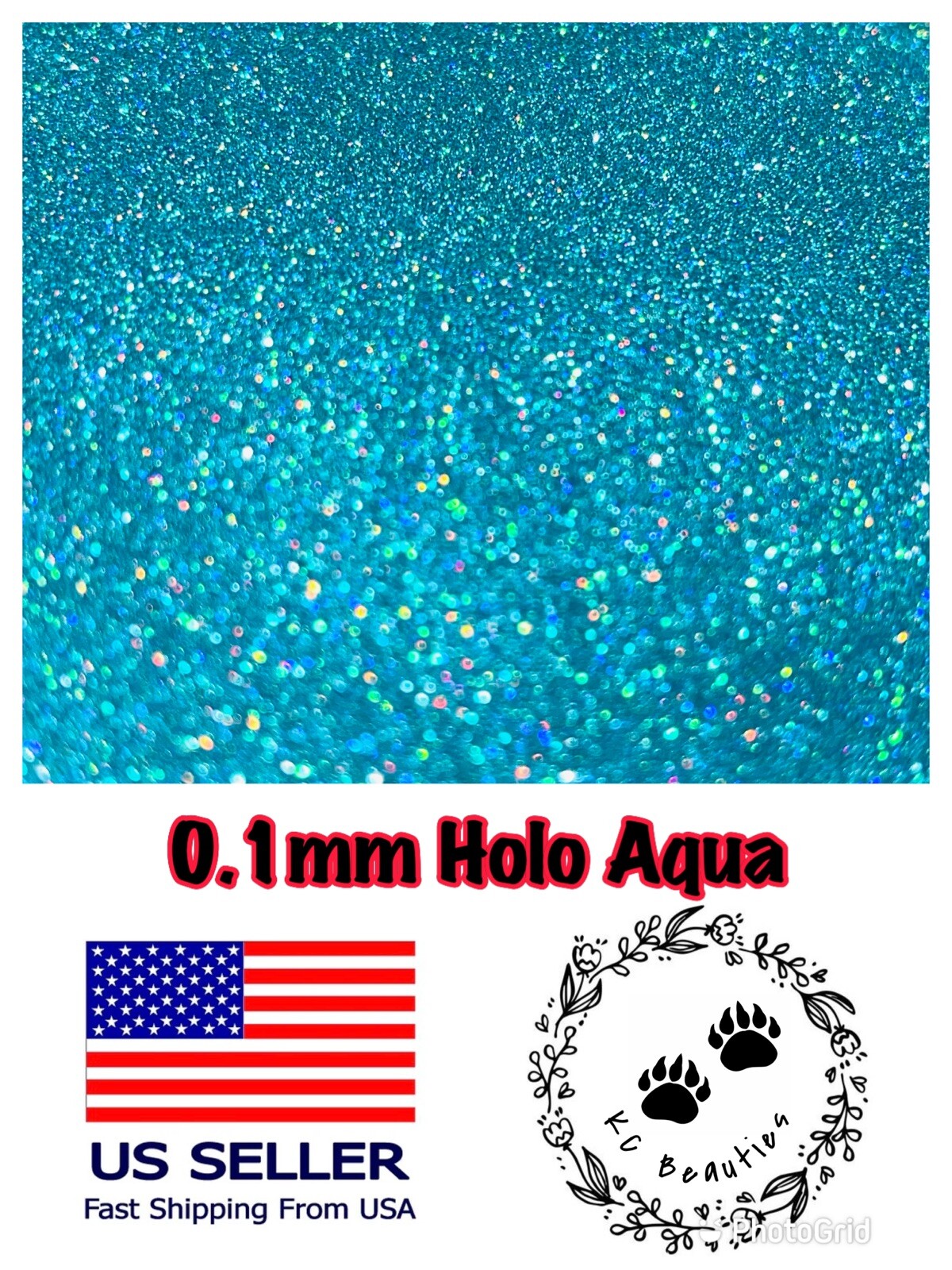 Solvent Resistant Holographic Aqua Epoxy Resin Nail Art Tumbler 1oz 0.1mm