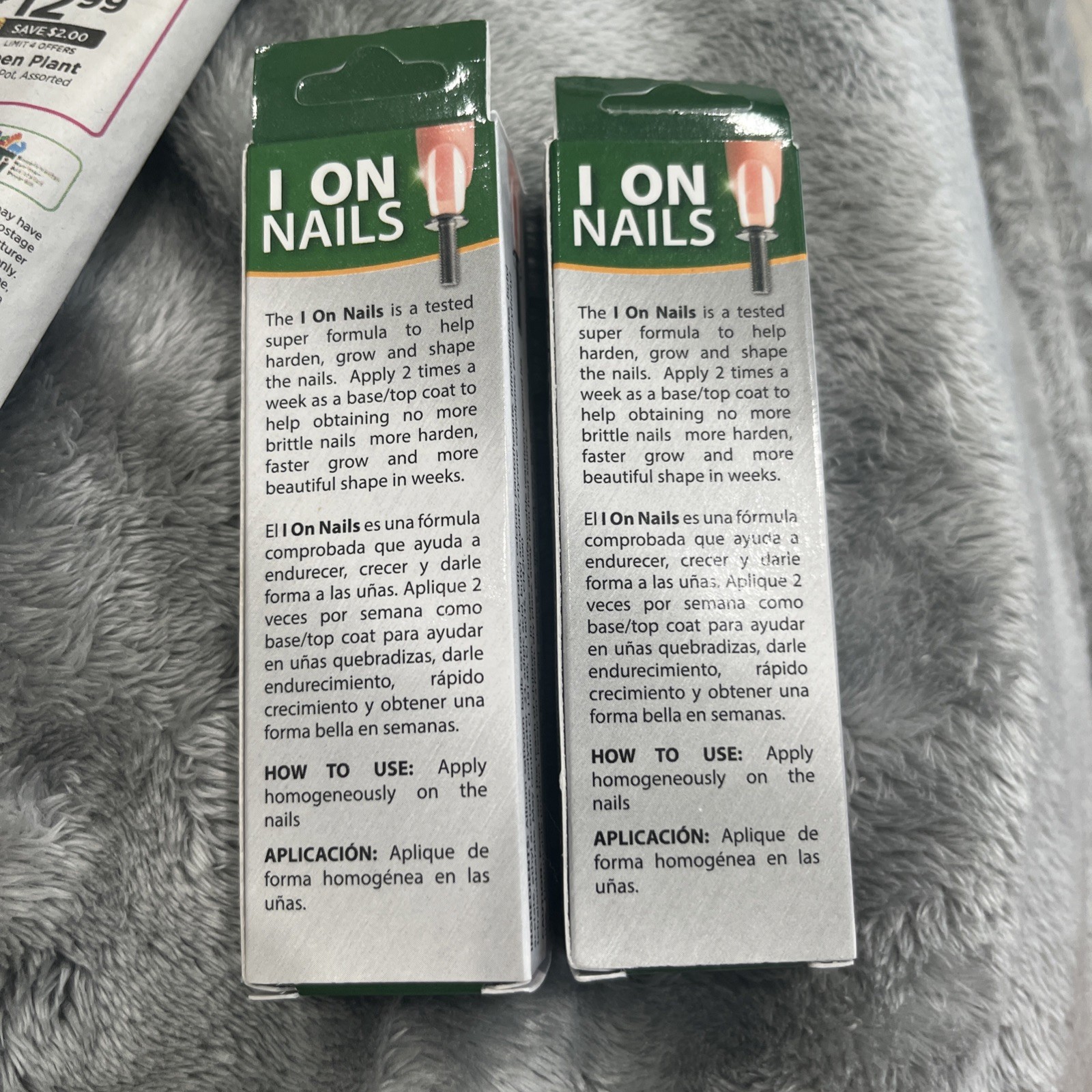 2 Pack I On Nail Hardener with Calcium Biotin, 0.4 Oz ( 12 mL ) Each Fast Ship