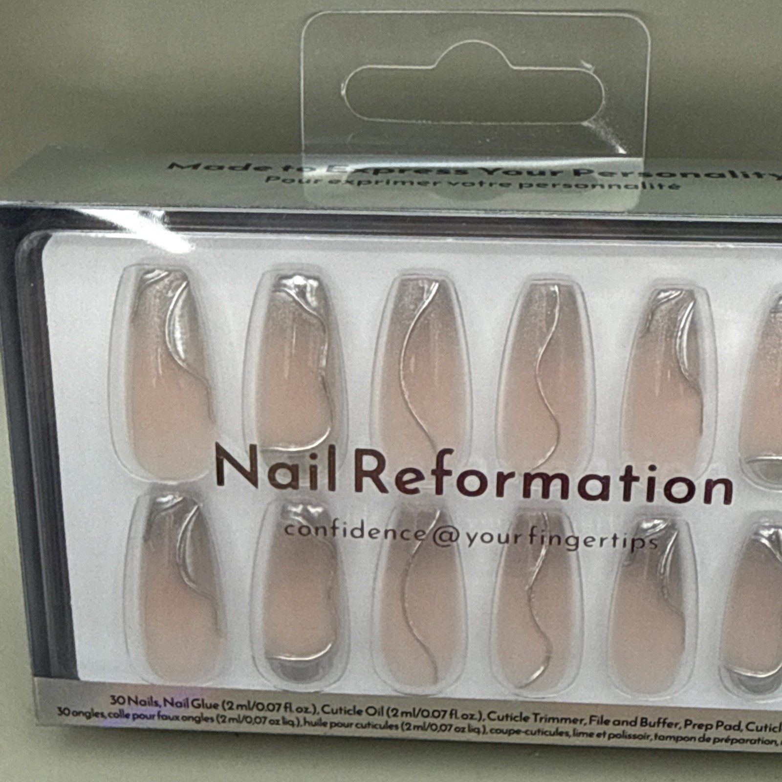 NAIL REFORMATION Salon Quality SHOOTING STAR Long Coffin Press On Nail Kit CL007
