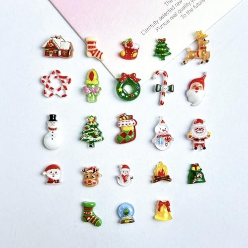 40Pcs Christmas Nail Art Charms 3D Nail Art Craft Resin Charms Snowman Style 3