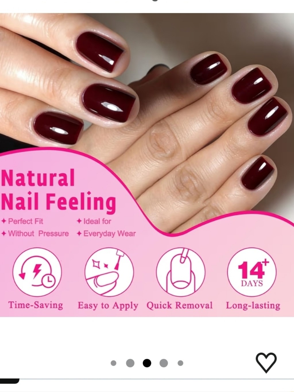 Wine Red Press On Nails