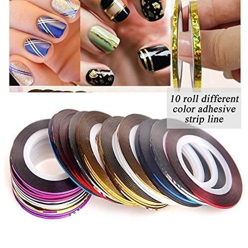 30 Rolls Holographic Nail Foil Stickers & Strip Tape – Silver Laser Nail Art Dec