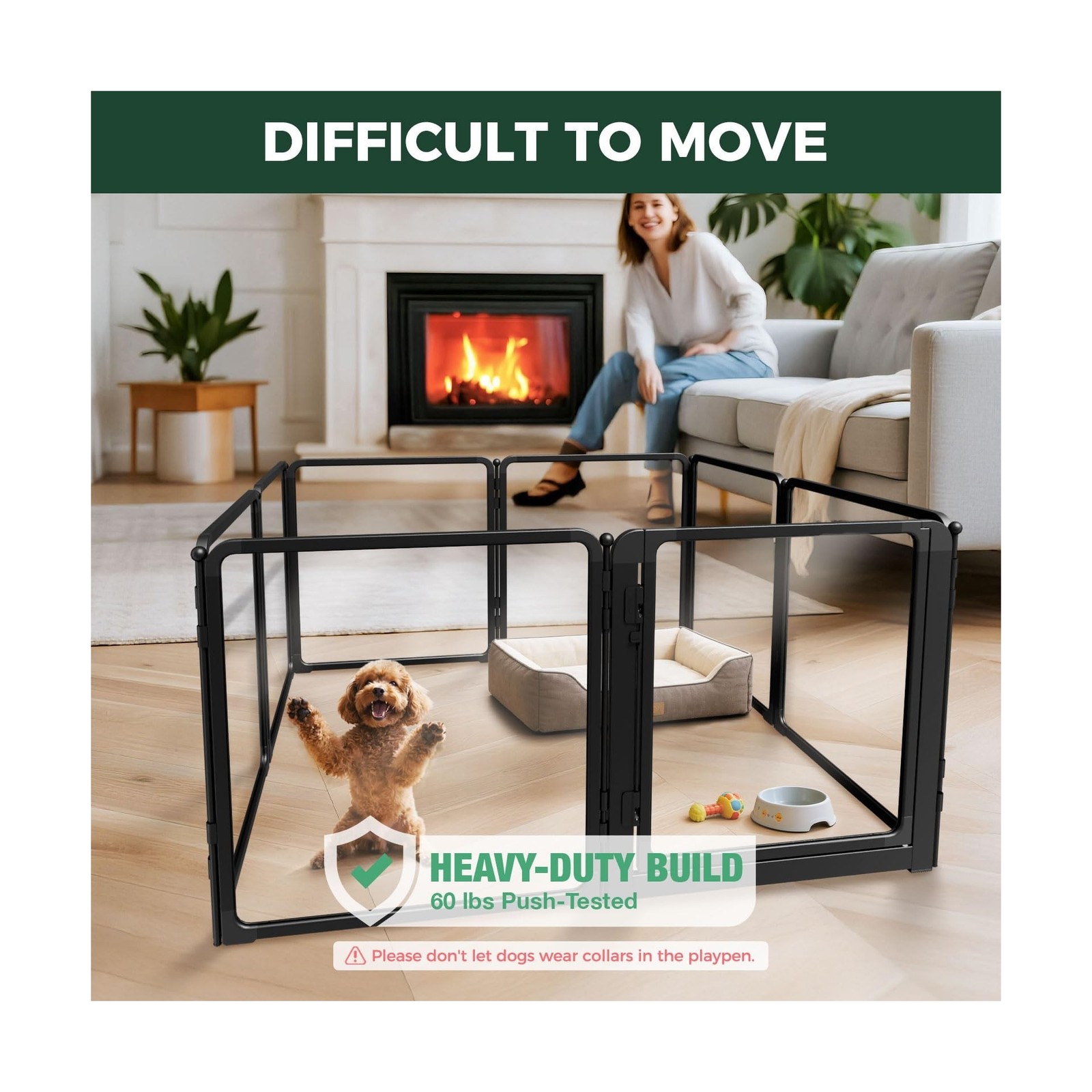FXW AuraSpace Pro Acrylic Indoor Dog Playpen, Heavy-Duty with Metal Frame, 24…