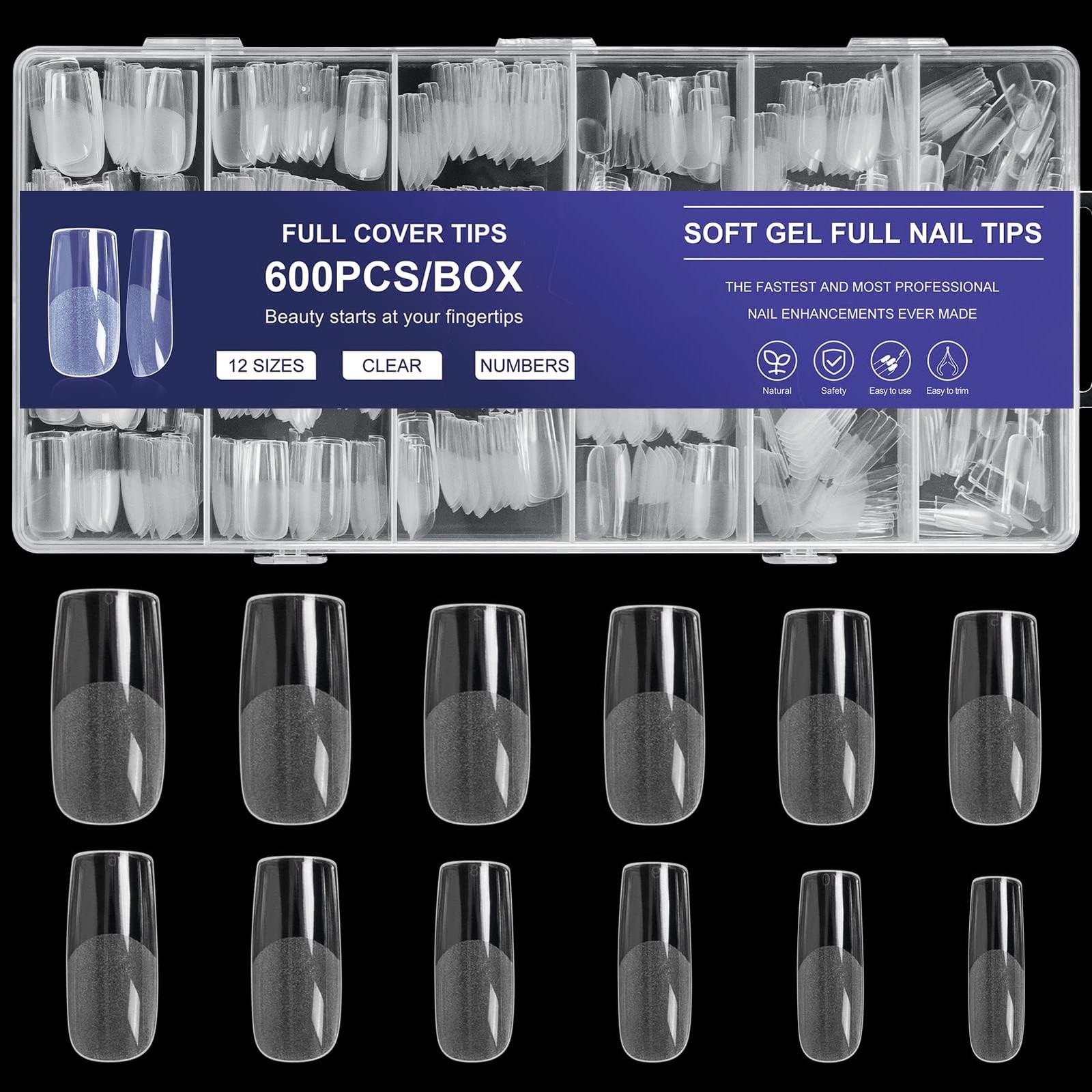 Extra Short Square Gel Nail Tips Full Cover Half Matt Wholesale 600Pcs