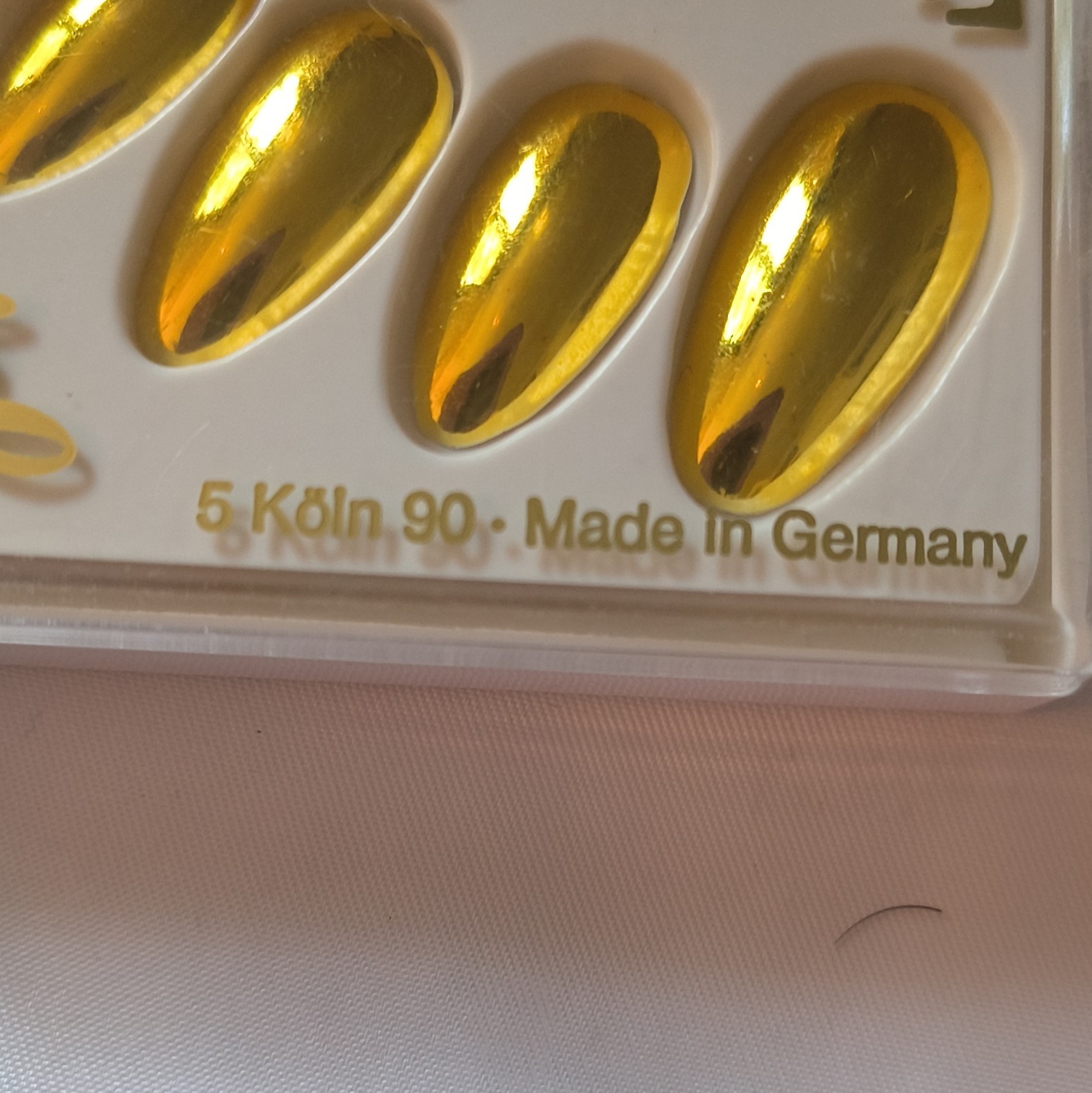 Fingernails Metallic Gold/Silver Press-On Nails Almond Long Made in Germany