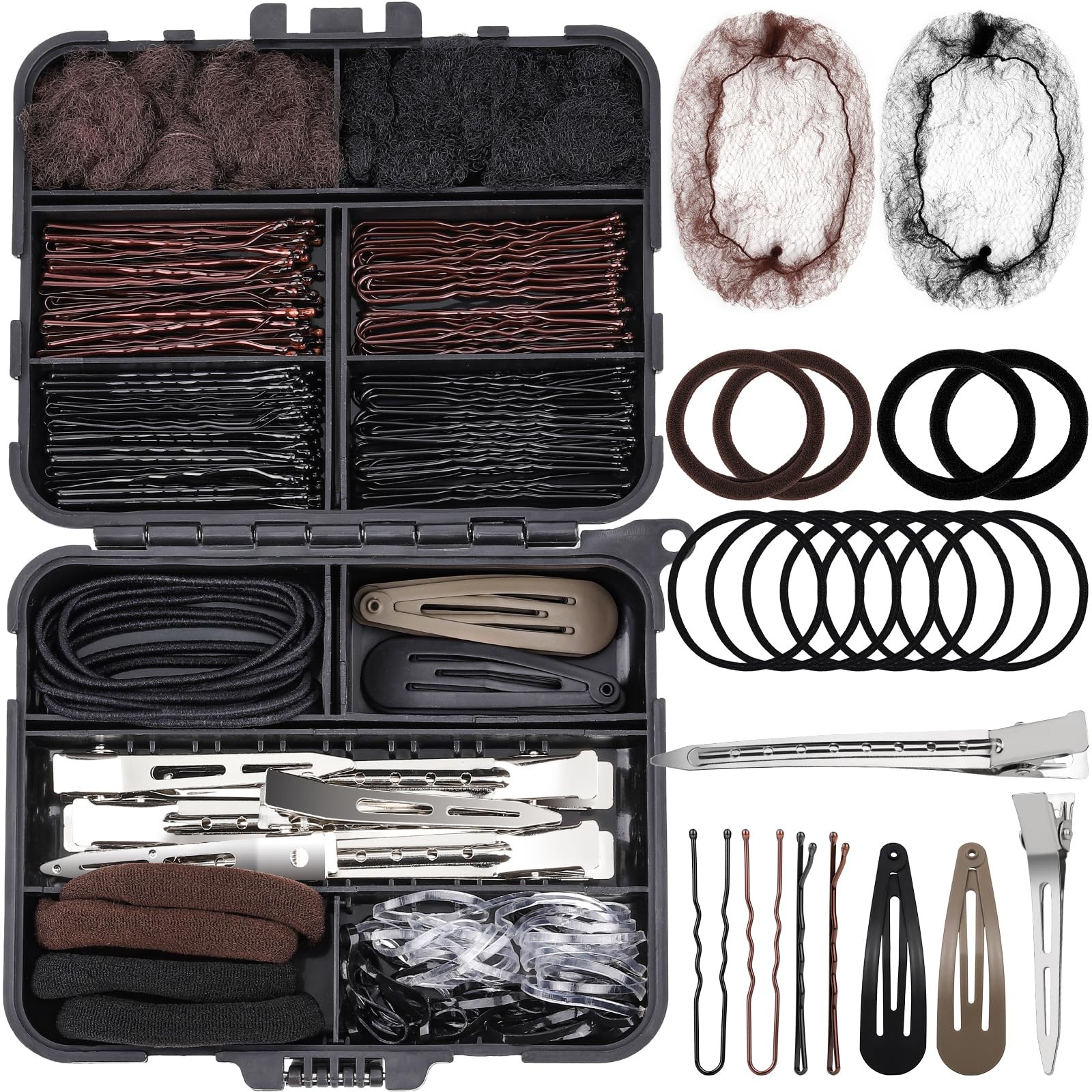 Teenitor 163psc Hair Accessories Kit, 1 Count (Pack of 163), Brown and black