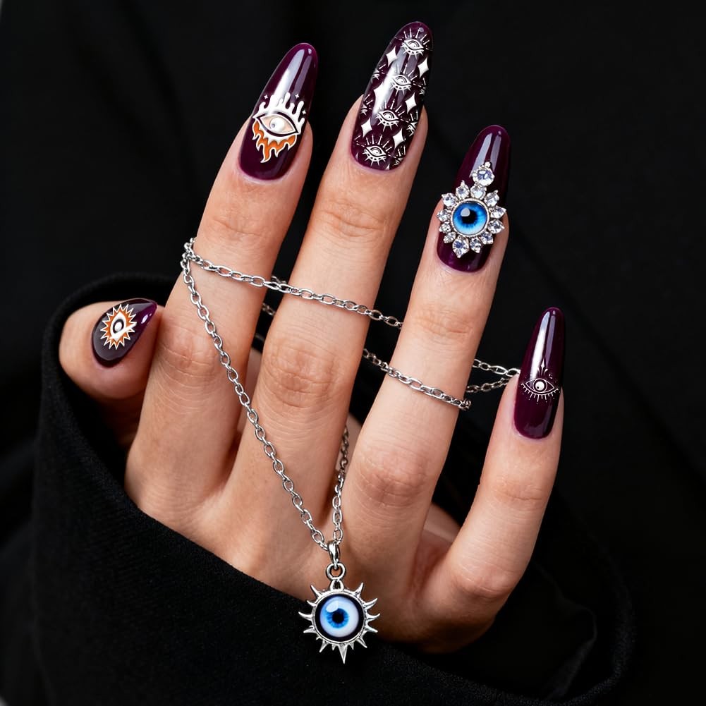 4pcs Evil Eye Nail Stamping Plate Spooky Nails Arts Stencils Mystical Nail St…