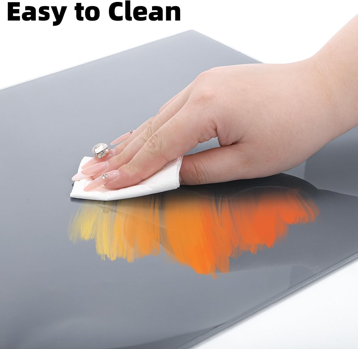 2 Pack Neutral Grey Tempered Glass Palettes, 12″ x 16″ Large Paint Palette, S…