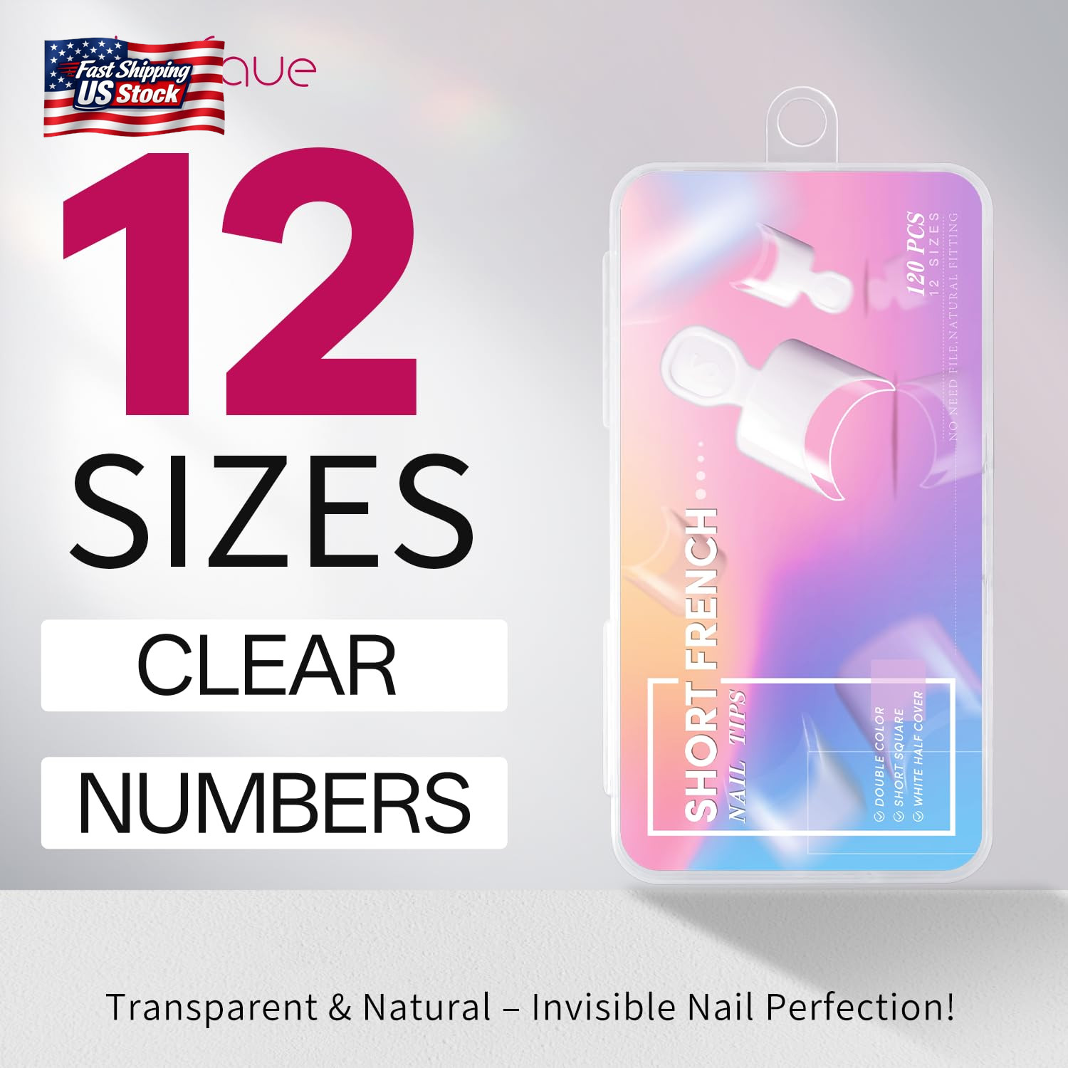 Krofaue Short French Nail Tips – 120PCS Acrylic Nail Tips White French Fake Nail