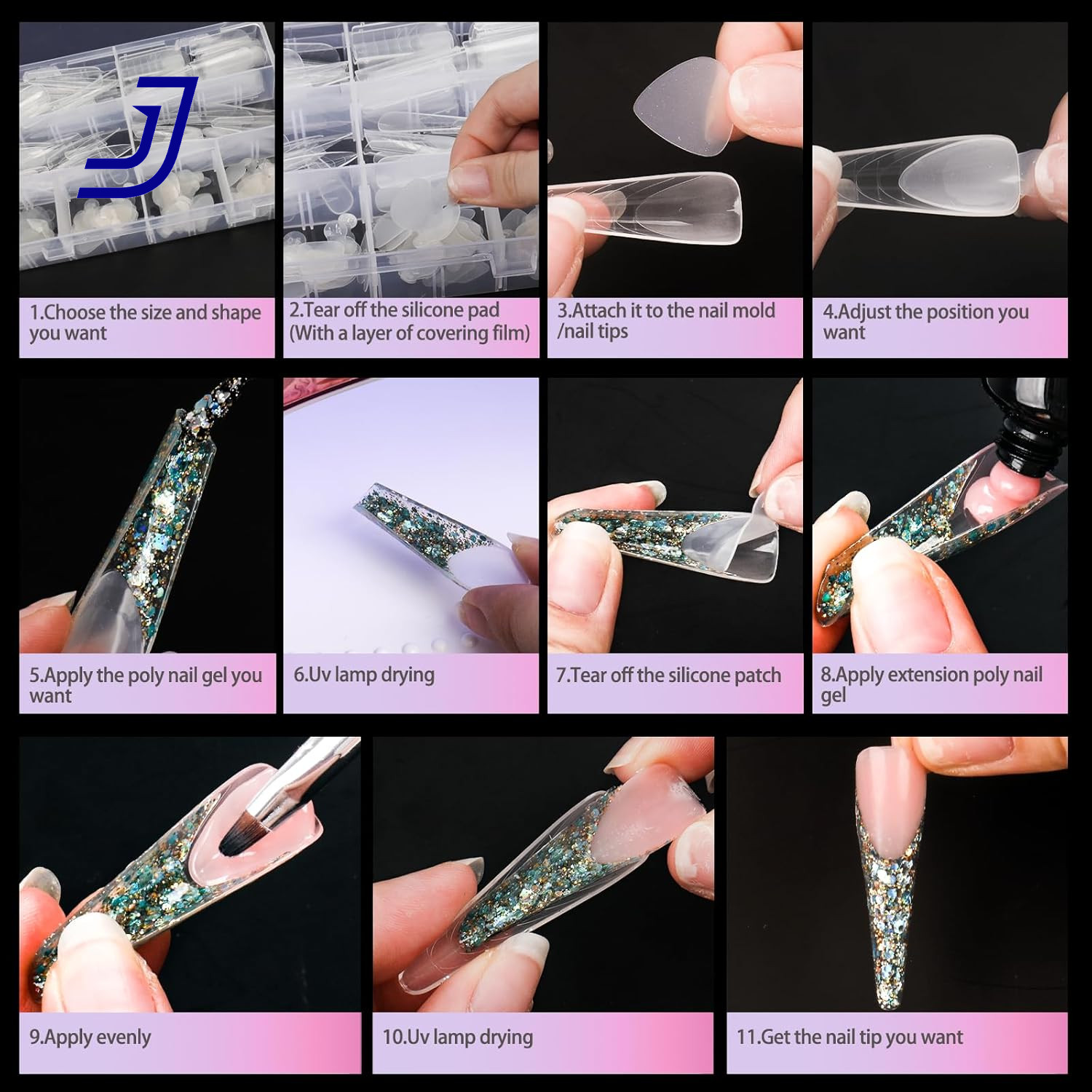 Nail Dual Forms for French Nails, Dual Nail Forms Molds Acrylic Nail Tips 288PCS