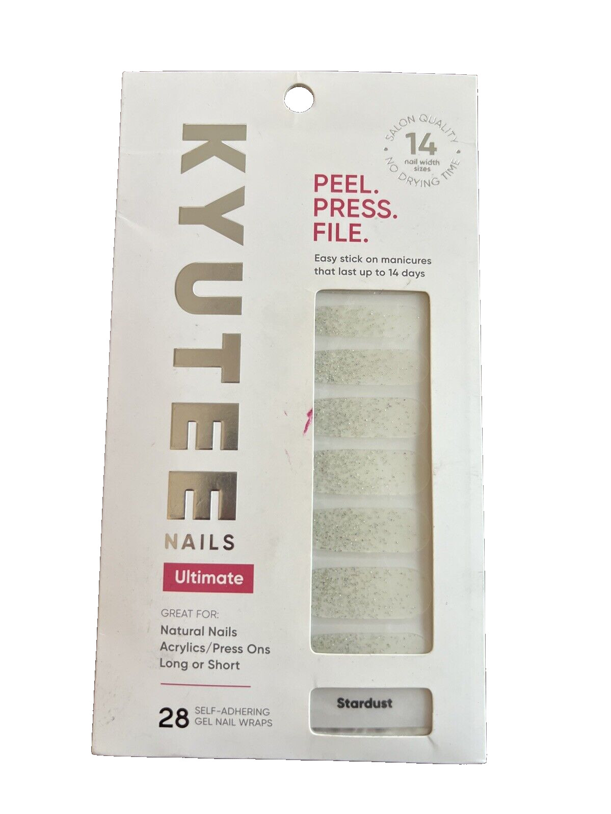 Kyutee Nails Peel. Press. File. Instant Gel Polish Manicure – Stardust- 28pc