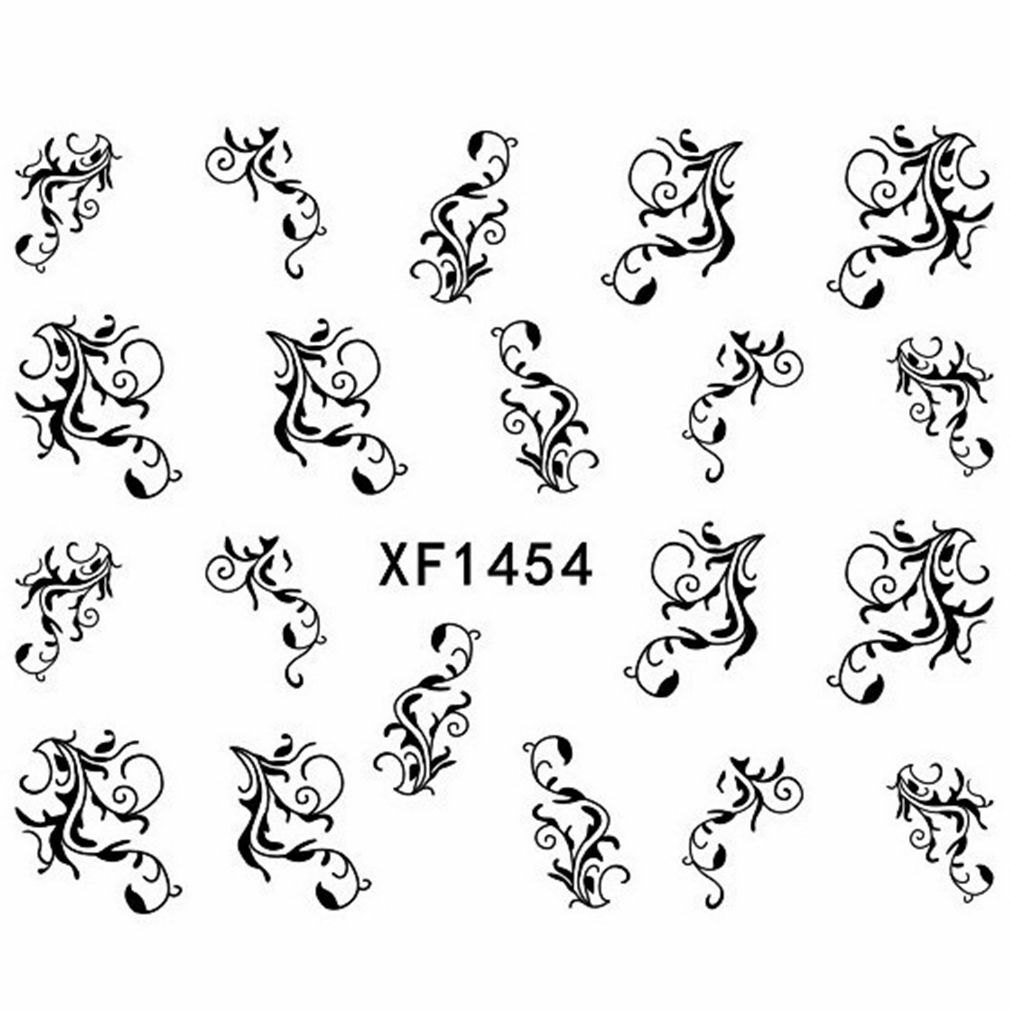 Nail Art Water Transfer Sticker Decal Stickers Pretty Flowers White Black XF1454