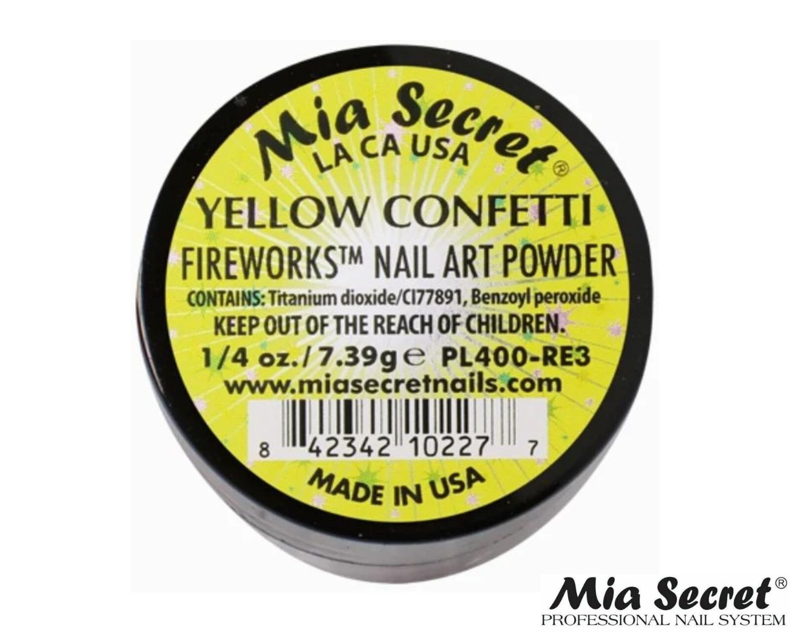 Mia Secret Nail Art Powder Fireworks Collection – 1/4 oz (YELLOW CONFETTI)
