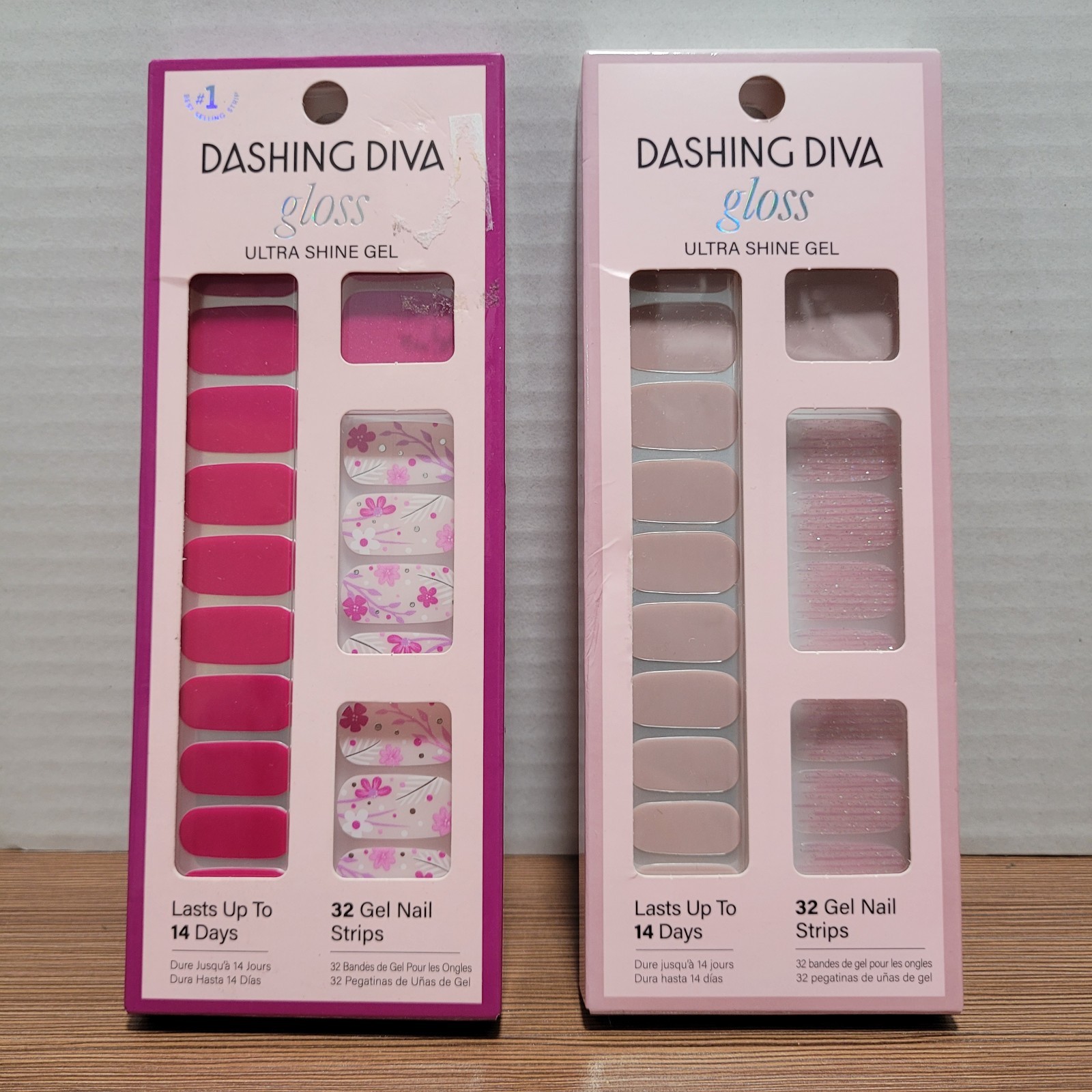 2pk Dashing Diva Gloss Ultra Shine Gel Nail Strips 64 Strips Taupe Hat & Fleur