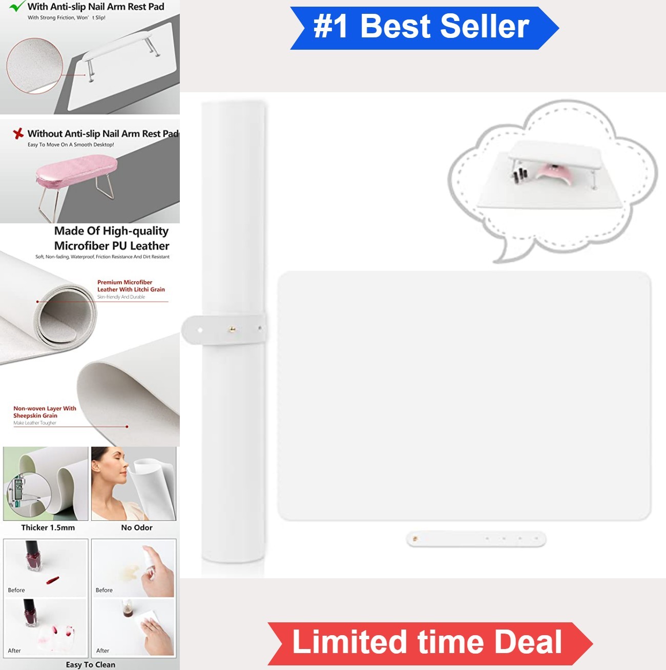 Nail Art Table Mat 23.6×15.8in Arm Rest Pad Acrylic Nails Waterproof Nonslip