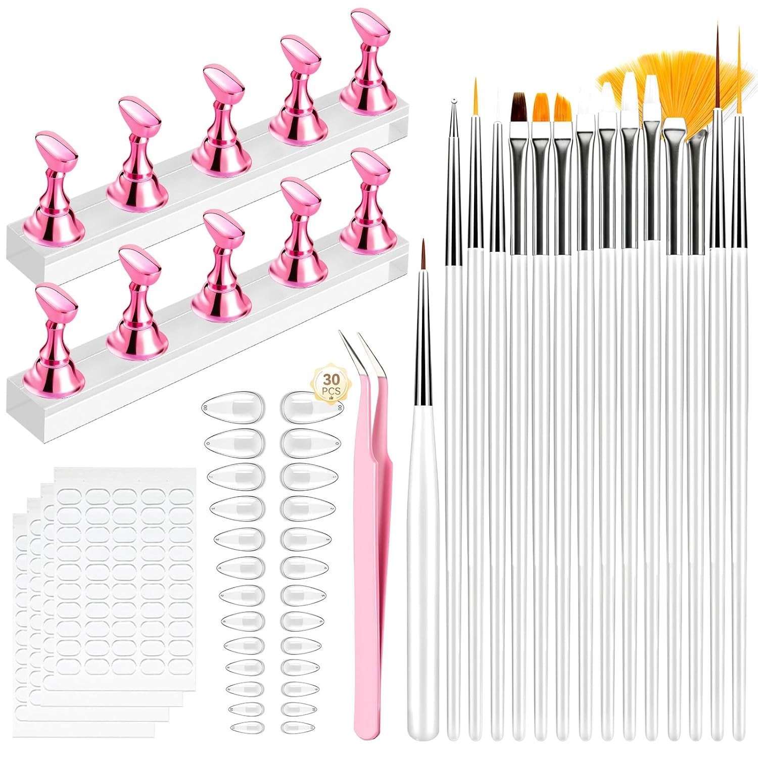 Nail Art Made Easy: Complete Nail Kit with 30 Almond Tips & Magnetic Stands