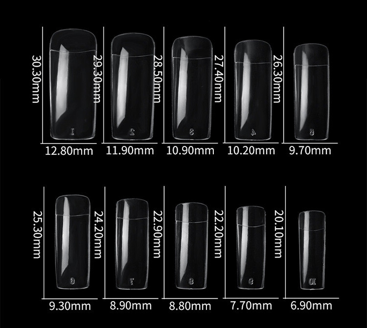 500Pcs French Half Cover Artificial False Square Nails Tips Acrylic UV Gel Clear