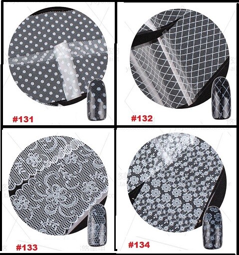 16 – 32 Sheets Black/White Lace Nail Art Wraps Transfer Foil Nail Art Decor