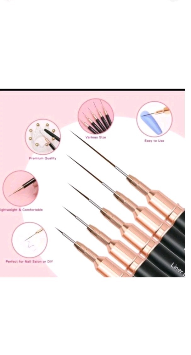 Nail Art Liner Brushes, 5Pcs Painting Nail Art Brush Set Nail Dotting Drawing.
