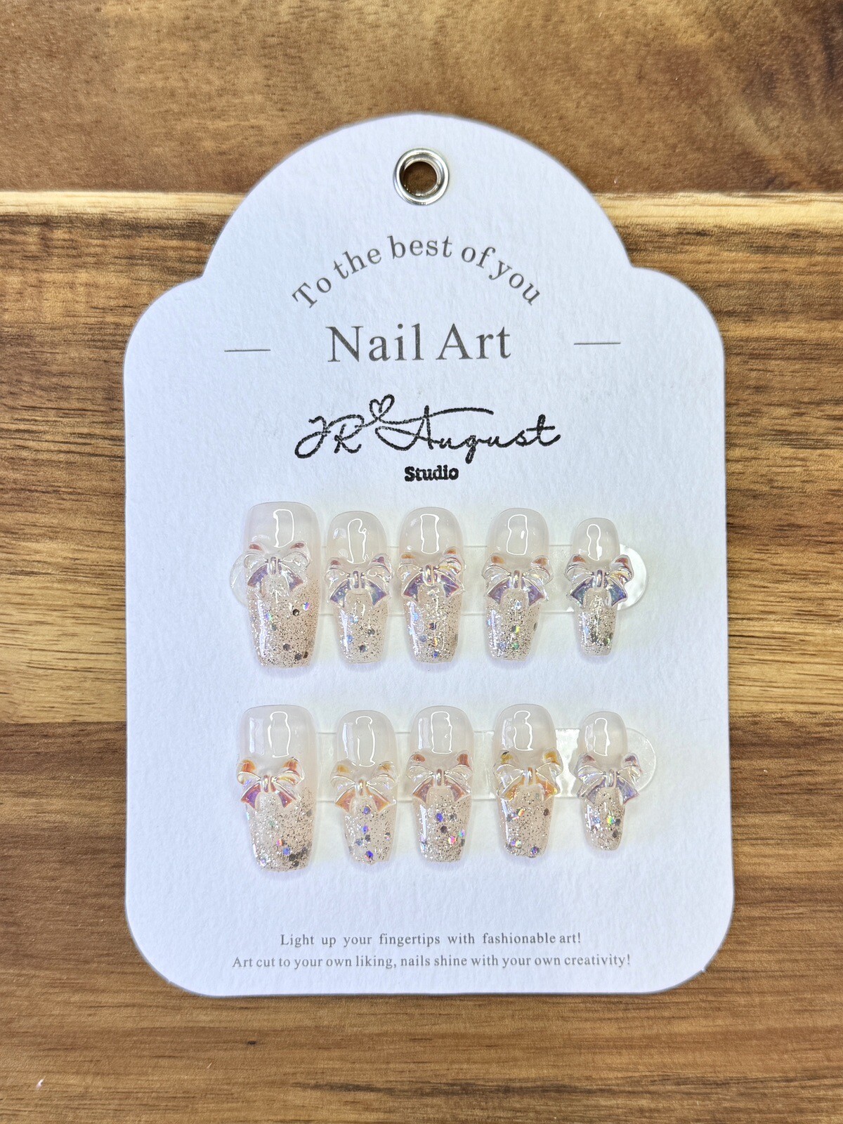 Press On Nails Handmade Aurora Butterfly Shiny Sequin long coffin S M L