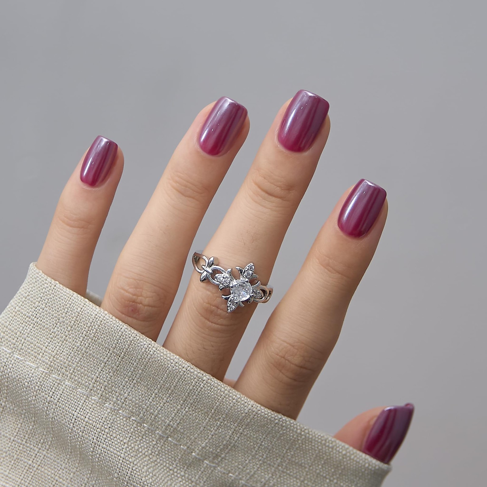 CurvLife Merlot Glow Short Square Press on Nails Soft Gel