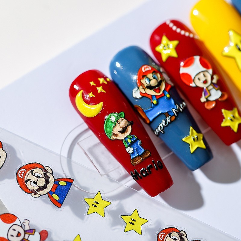 Super Mario Nail Stickers, Character Nail Art Decals (15)