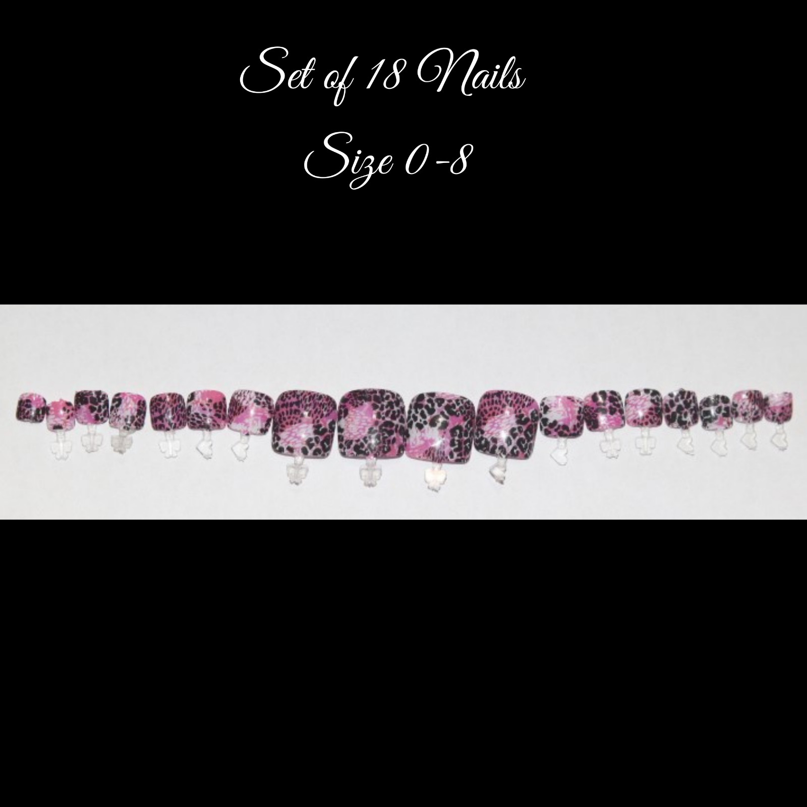 Pink leopard print- press on Toe nail set- (Set of 18 sizes 0-8) Toe Nails