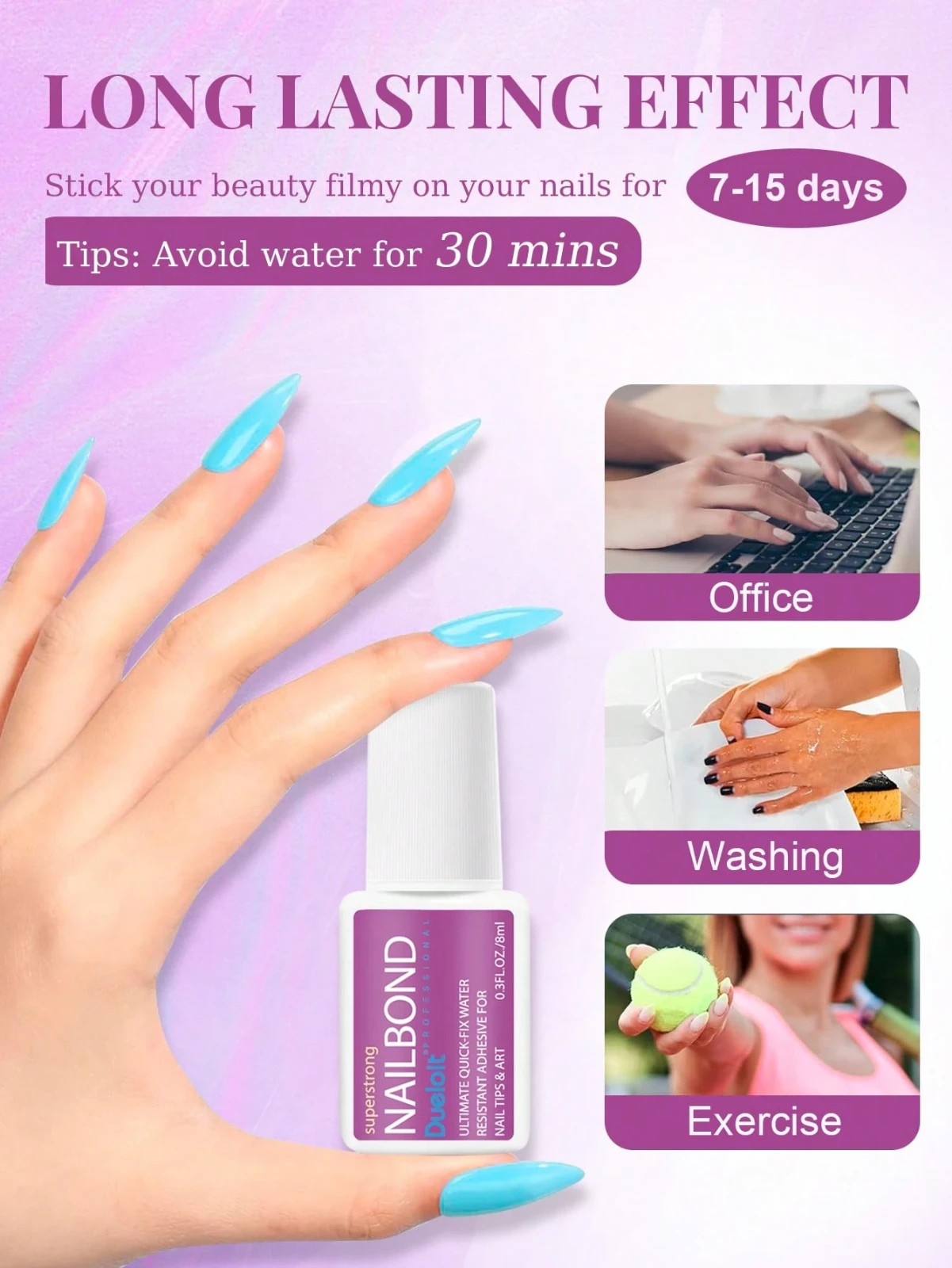 8ml Brush On Nail Glue Strong Adhesive for Acrylic Press On Nails Nail Tips