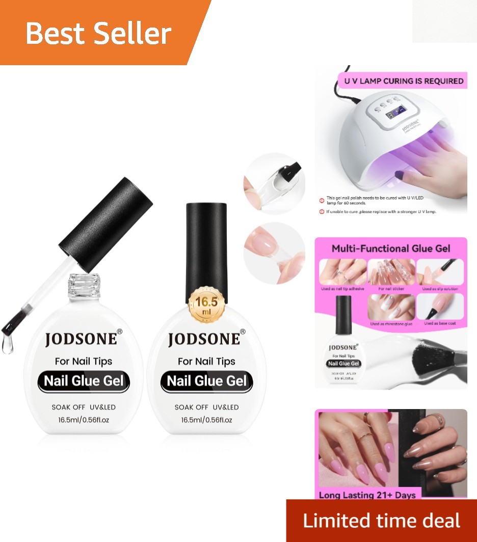 Long-Lasting Nail Glue Gel – 2 Pack for False Nails and Rhinestone Applications