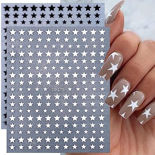 6 Sheets Shiny Star Nail Art Stickers Self-Adhesive 3D Nail Art Supplies A7