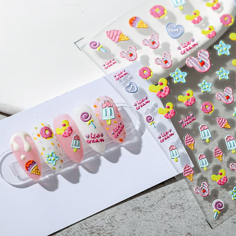 5D Ice Cream Nail Decals, Summer Nail Stickers (44)
