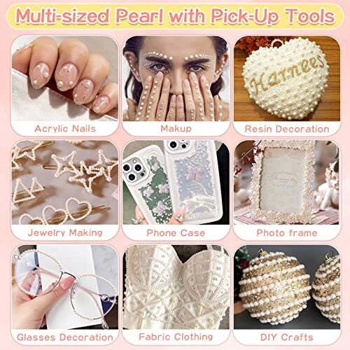 3600Pcs Face Gems Eye Pearls with Makeup Glue for Rhinestones, Half Pearls