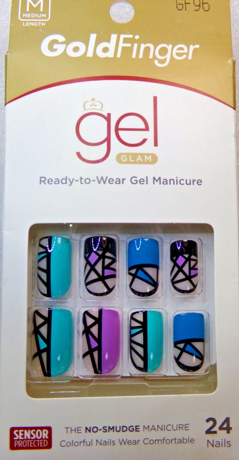 GoldFinger Green Blue Black Purple Artificial Nail Glue On Medium