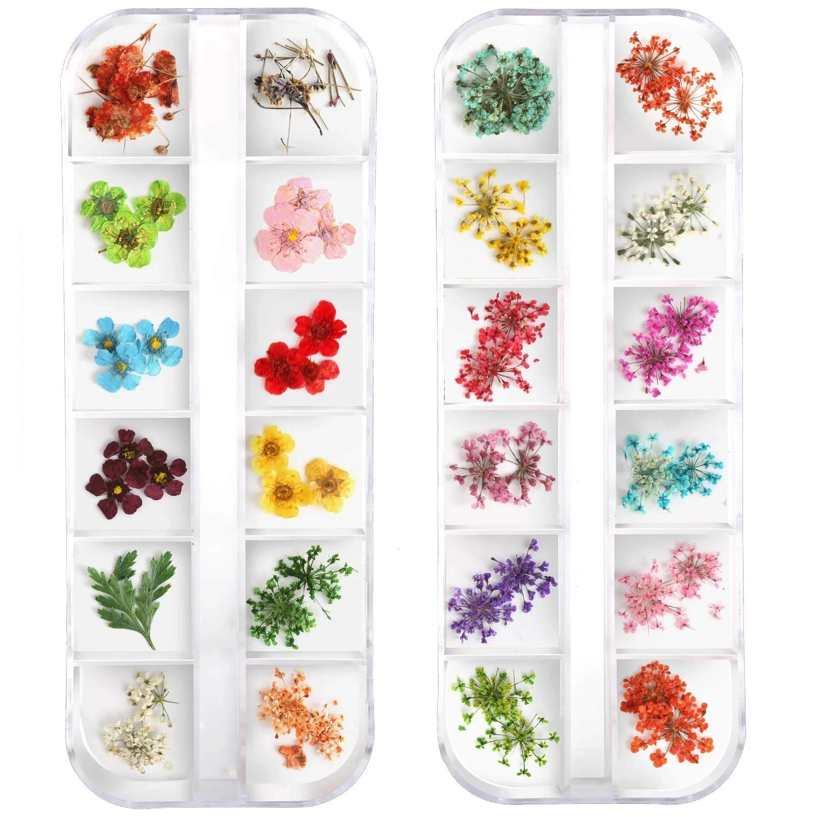 Teenior 24 Colors Nail Dried Flowers, 3D Nail Art Sticker for Tips Manicure D…