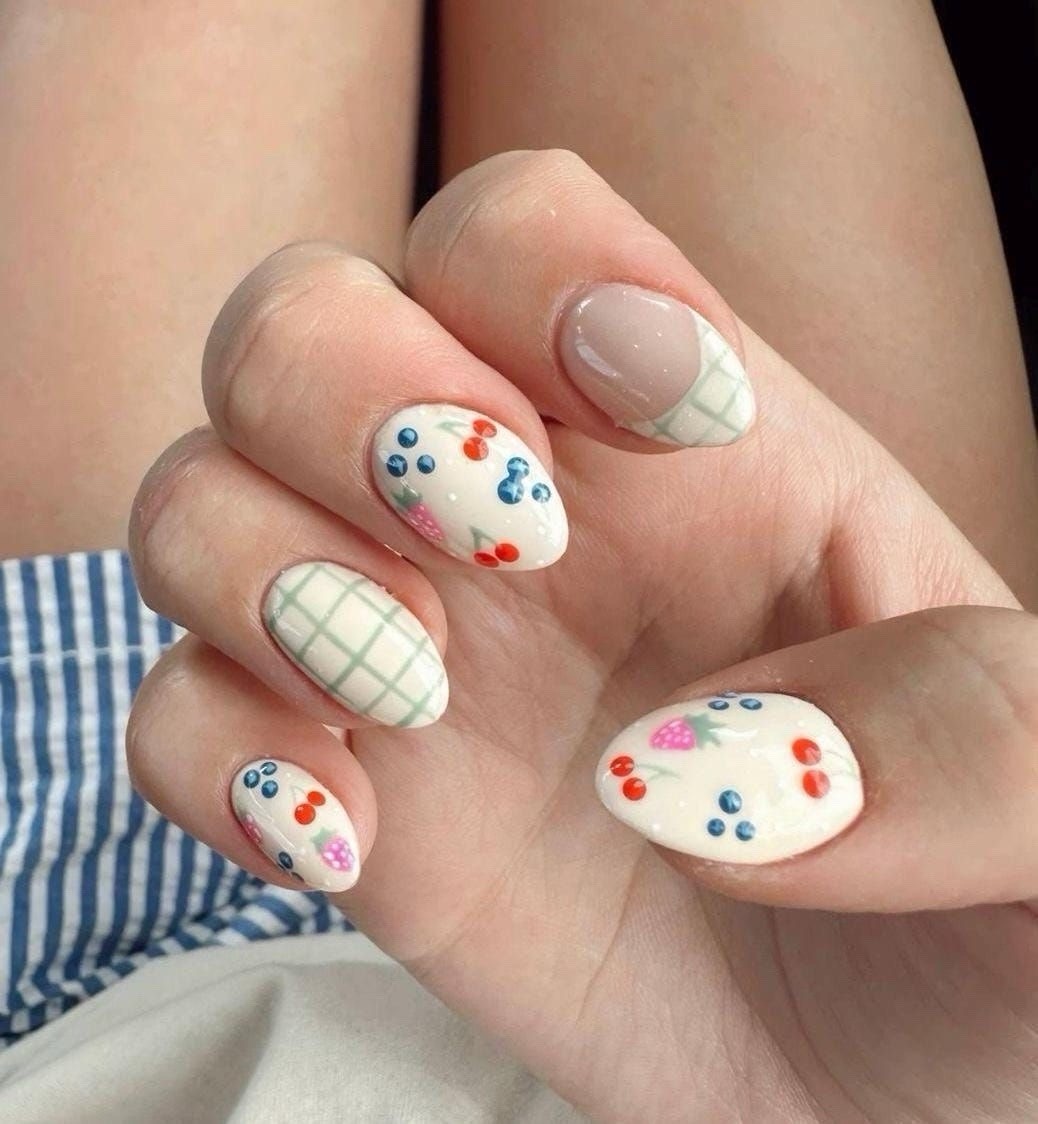 Yellow fruit press on nails. Custom size!