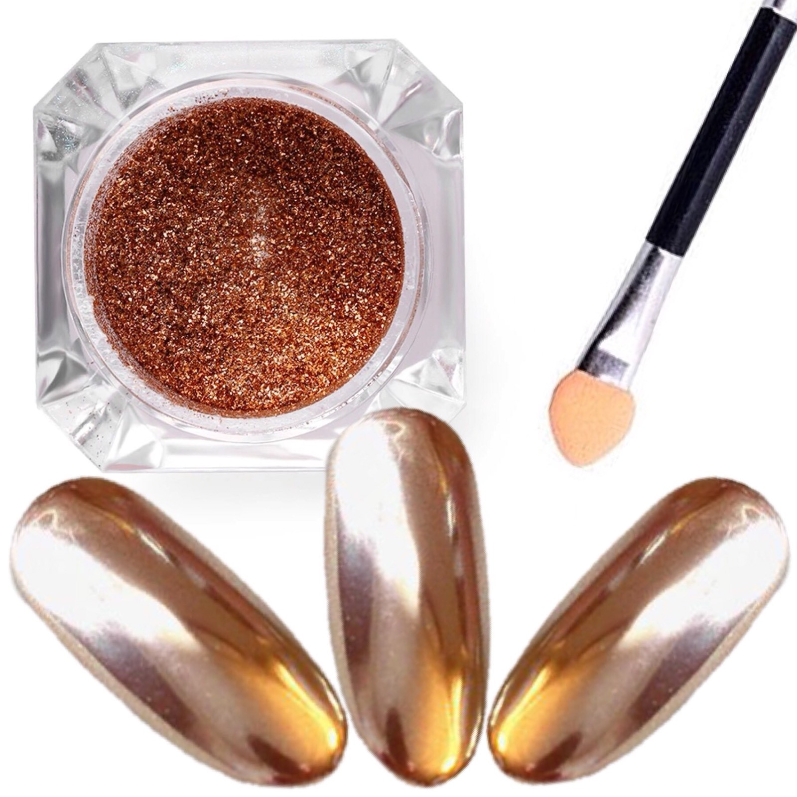 CHAMPAGNE CHROME MIRROR POWDER Platinum Nail Art Shining Rose Gold Effect (y2)