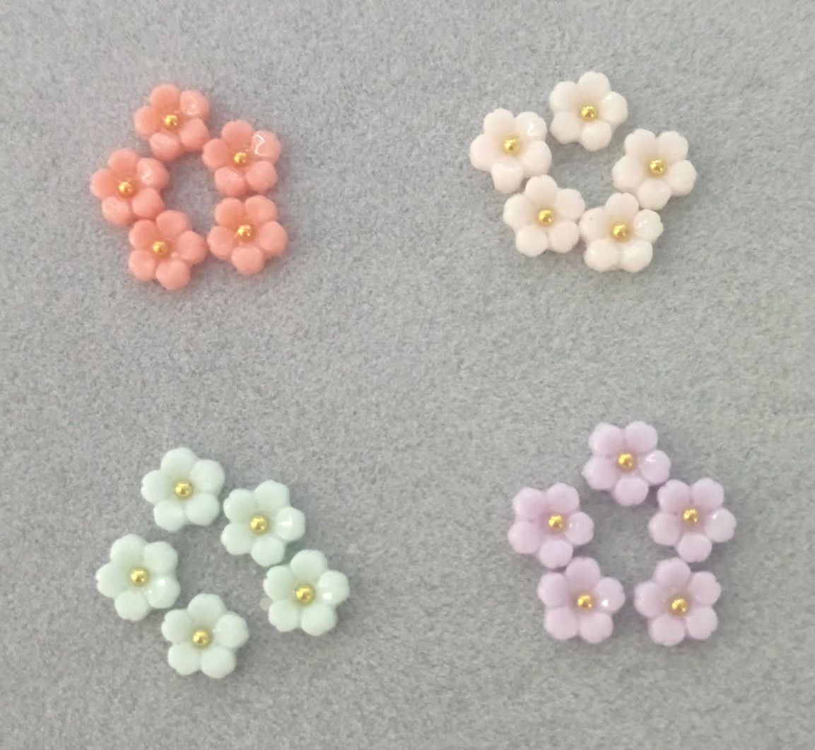 10/20pcs New 3D Nail Art Resin Cherry Blossom Colorful Flower DIY Charms Decor