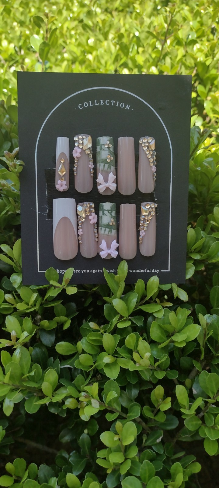 Money Bling & Bows Press On Nails Glue Included